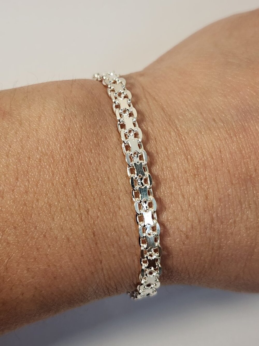 Vintage Italian White Gold Over 925 Silver Valentino Bracelet 7.5" NWT NOS
